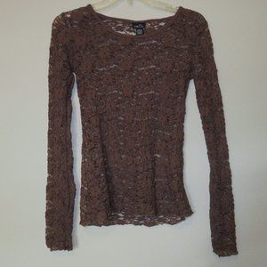 Rue21 Purple/Brown Lace Long-Sleeved Top